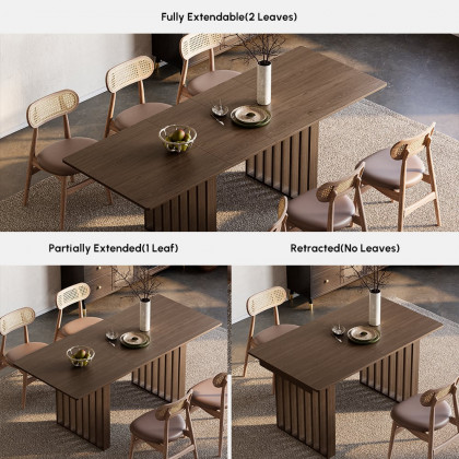 HMR 55"-87" Extendable Dining Table Seats 4-8 People - Walnut