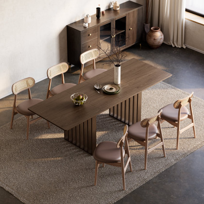 HMR 55"-87" Extendable Dining Table Seats 4-8 People - Walnut