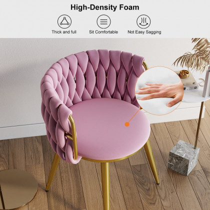 HMR Sweave Nordic Barrel Dining Chair with Velvet Upholstery (Set of 4) - Pink