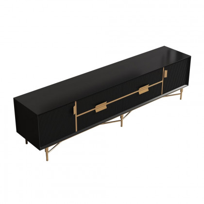 HMR Modern Rectangle TV Stand Media Console for 85" TVs with 4 Drawers & Doors MDF - Black, 78.7"