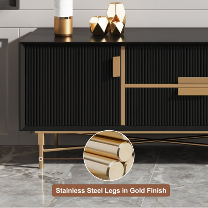 HMR Modern Rectangle TV Stand Media Console for 85" TVs with 4 Drawers & Doors MDF - Black, 78.7"