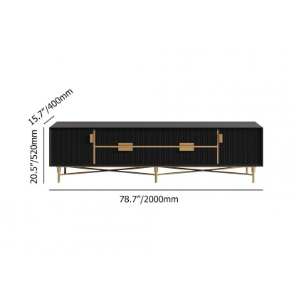 HMR Modern Rectangle TV Stand Media Console for 85" TVs with 4 Drawers & Doors MDF - Black, 78.7"