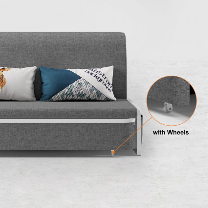 HMR Modern 2-Seater Linen Sleeper Sofa with Trundle - Deep Gray, Queen Size