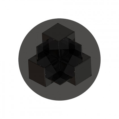 HMR - Acrylic Black Round Coffee Table in Geometric Abstract Art Deco Base Storage Shelves