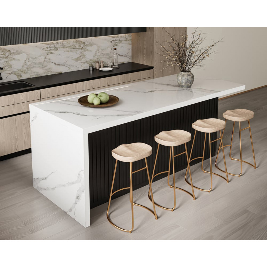 HMR Kitchen Island with Storage - White & Black, 72“/1830mm, Sintered Stone