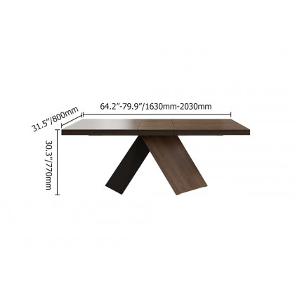 HMR Dining Set 61''-79'' Extendable Table - Walnut, Style C, With 8 Chairs