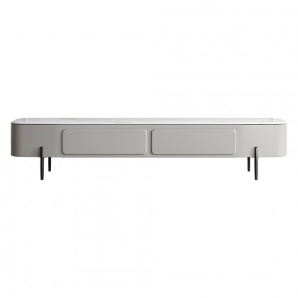 HMR - Galure Modern Long Light Gray Faux Marble TV Stand Storage Media Console for 75'' TV