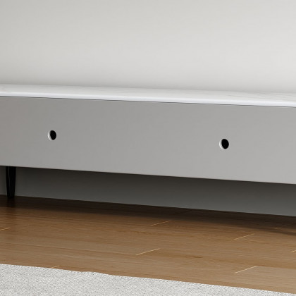 HMR - Galure Modern Long Light Gray Faux Marble TV Stand Storage Media Console for 75'' TV
