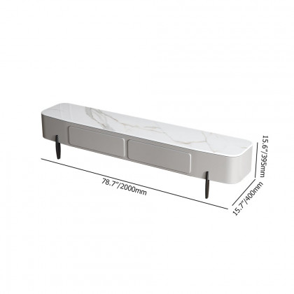 HMR - Galure Modern Long Light Gray Faux Marble TV Stand Storage Media Console for 75'' TV