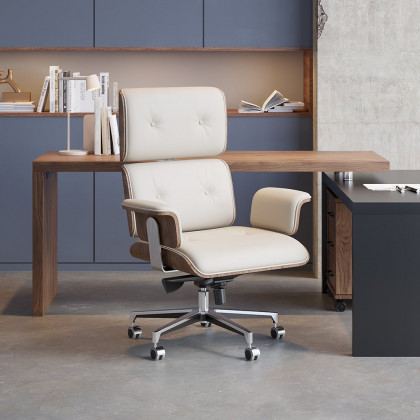 HMR Modern L-Shape Executive Desk & Office Chair Set - White, 70.9"L x 70.9"W x 29.5"H, Right Hand