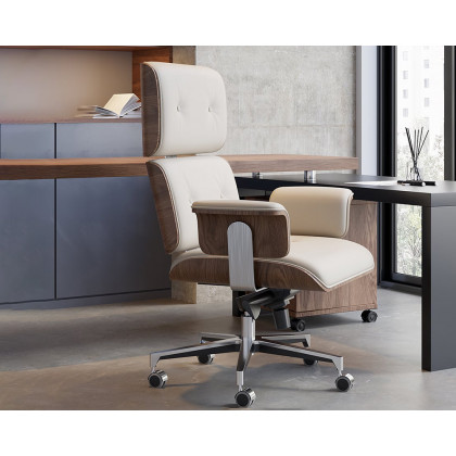 HMR Modern L-Shape Executive Desk & Office Chair Set - White, 70.9"L x 70.9"W x 29.5"H, Right Hand