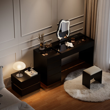 HMR 55" Smart Makeup Vanity Set with Mirror & Lights - Black