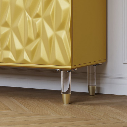 HMR - 71" Gold Sideboard Buffet with 4-Door Modern Carved Storage Credenza Adjustable Shelves