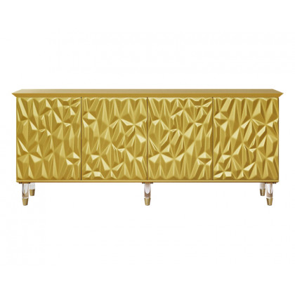 HMR - 71" Gold Sideboard Buffet with 4-Door Modern Carved Storage Credenza Adjustable Shelves