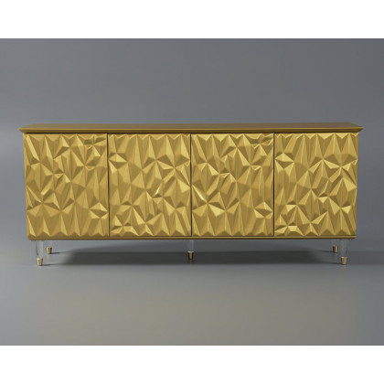 HMR - 71" Gold Sideboard Buffet with 4-Door Modern Carved Storage Credenza Adjustable Shelves