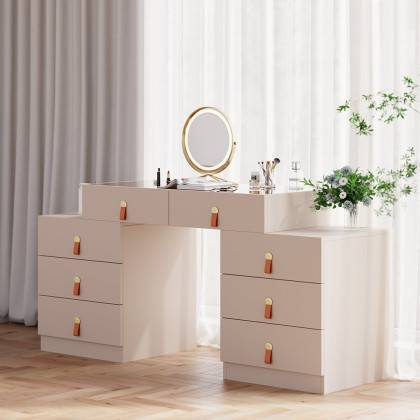 HMR - Chanor Modern Champagne Retractable Makeup Vanity Closet Island with Jewelry Storage
