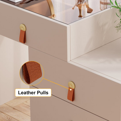 HMR - Chanor Modern Champagne Retractable Makeup Vanity Closet Island with Jewelry Storage