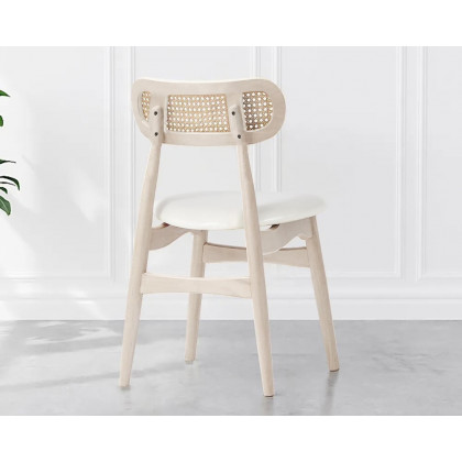HMR Dining Set 55"-87" Japandi Extendable Dining Table Whitewash - Natural, Style A, With 6 Chairs