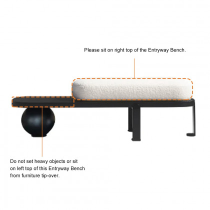 HMR - Wooden Entryway Bench Fleece Upholstered with Abstract Metal Legs