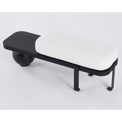 HMR - Wooden Entryway Bench Fleece Upholstered with Abstract Metal Legs
