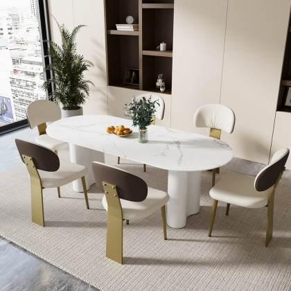 HMR - Set of 2 Modern Dining Chairs with PU Leather
