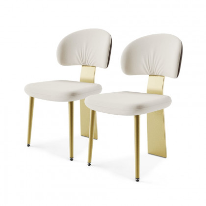 HMR - Set of 2 Modern Dining Chairs with PU Leather
