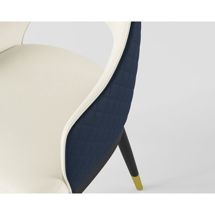 HMR Modern Dining Chair with PU Leather Upholstery (Set of 2) - White/Blue