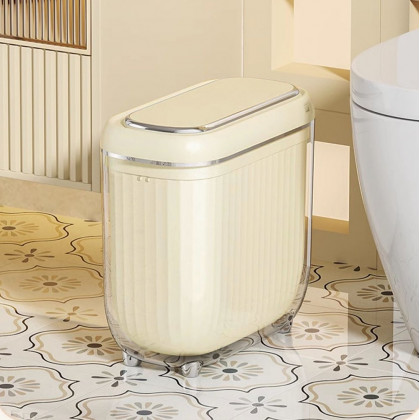 HMR - Automatic Motion Sensor Slim Trash Can with Lid Smart Touchless Garbage Can for Bathroom