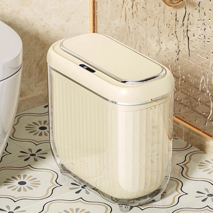 HMR - Automatic Motion Sensor Slim Trash Can with Lid Smart Touchless Garbage Can for Bathroom