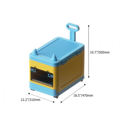 HMR - Stackable Folding Children Toy Organizer Cart Multifunctional Storage Box with Wheels