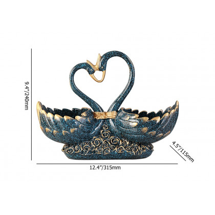 HMR - Creative Gold&Blue Swan Resin Remote Control Holder Living Room Storage Box Home Decor
