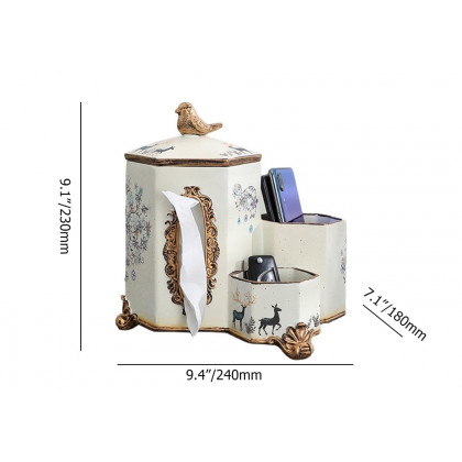 HMR - European-style Living Room Desktop Tissue Holder Resin Remote Control Storage Box