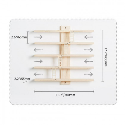 HMR - 5-Tier Wall Wooden Display Shelf Kids Room Decoration Toy Storage Organizer