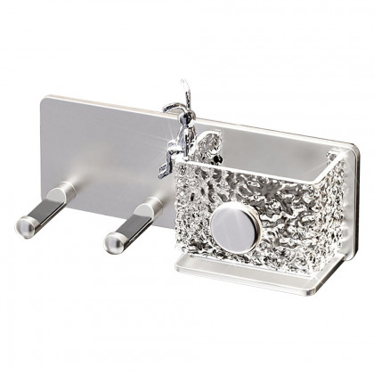 HMR - Acrylic Water Ripple Hair Dryer Holder Rack in Silver with Storage