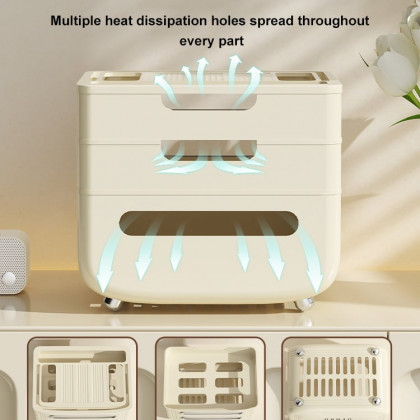 HMR - 3 Tier Modern Warm White Mount & Desktop Router Rack Box Cable Management Decor Storage