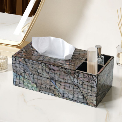 HMR - Modern Tissue Box Cover Multifunctional Nightstand Organizer with Remote Control Holder