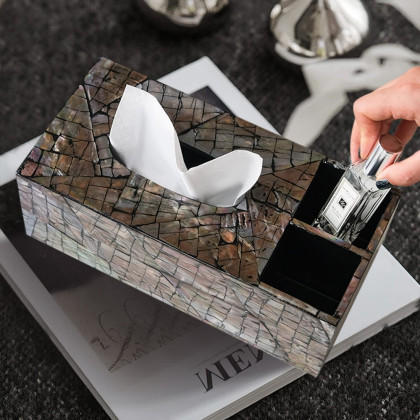 HMR - Modern Tissue Box Cover Multifunctional Nightstand Organizer with Remote Control Holder