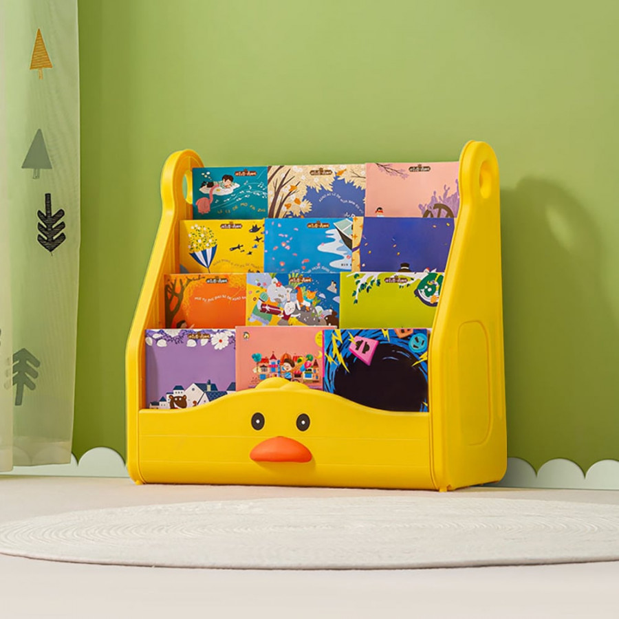 HMR - 4-Tier Little Duck Toy Storage Rack Organizer Children Bookshelf