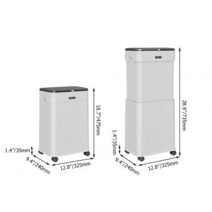 HMR - White Liftable Kitchen Trash Can Rolling Garbage Bin With Cover