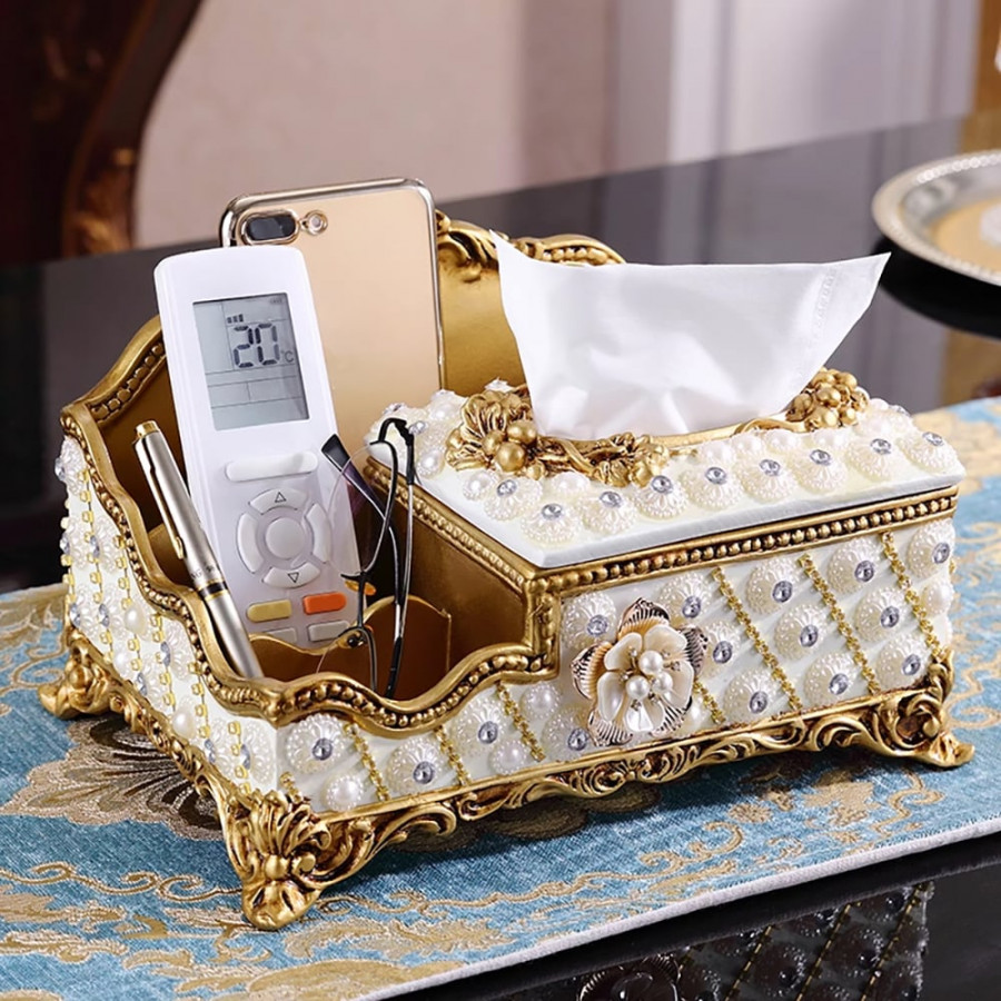 HMR - Handmade Luxury European Tissue Holder Remote Control Storage Living Room Table Storage