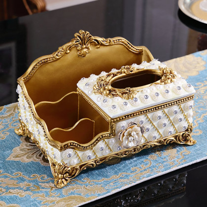 HMR - Handmade Luxury European Tissue Holder Remote Control Storage Living Room Table Storage