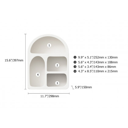 HMR - Japandi White Arched Cave-like Multi-compartment Wall-mountable Desktop Storage Rack