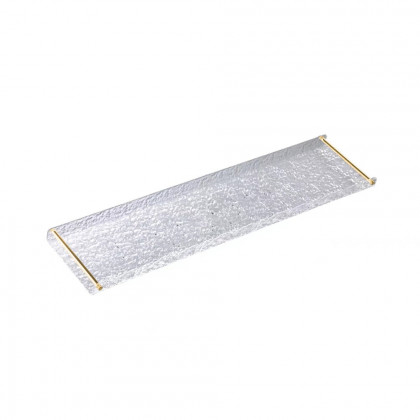 HMR - Acrylic Water Ripple Bathtub Tray Clear Bathroom Caddy Shelf with Gold Handles