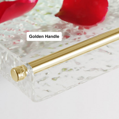 HMR - Acrylic Water Ripple Bathtub Tray Clear Bathroom Caddy Shelf with Gold Handles
