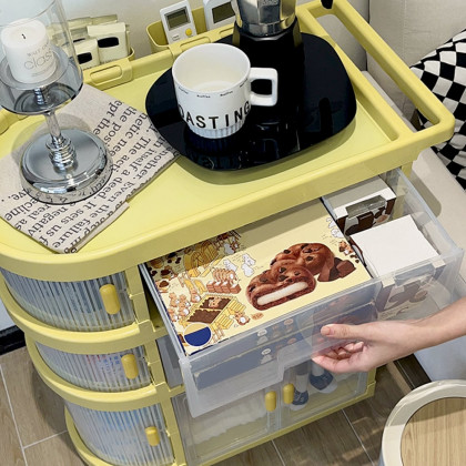 HMR - 3 Tiered Foldable Storage Cabinet Freestanding Toy Organizing Cart