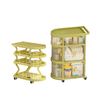 HMR - 3 Tiered Foldable Storage Cabinet Freestanding Toy Organizing Cart