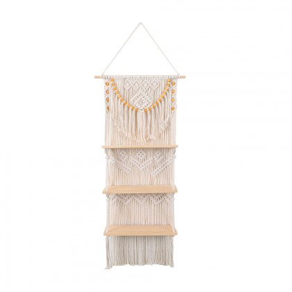 HMR - 43inch Wall Hanging Plant Shelf 3-Tier Macrame Floating Shelf
