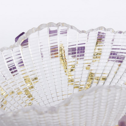HMR - Glass Branch Fruit Bowl Basket Decor Serving Tray in Gold & Purple