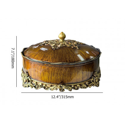HMR - Brown Resin Divided Serving Tray with Lid Snack Tray Food Storage Containers Home Decor