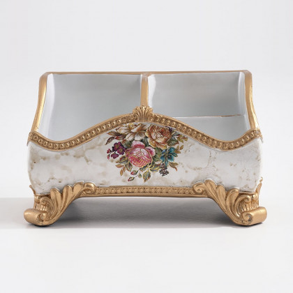 HMR - Retro European Style Golden 3 Compartment Remote Control Storage Box Desktop Storage Box